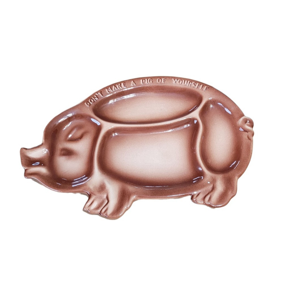 Vintage Pig Serving Platter "Dont Make A Pig Of Yourself" 14.5"x9.5"